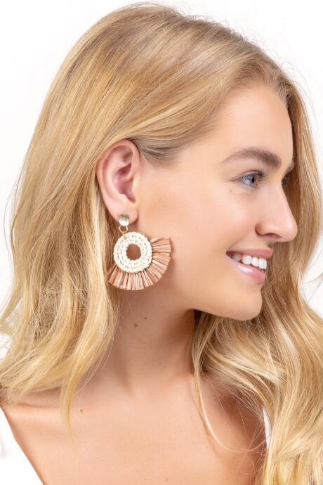 Francesca's Tierra Rattan Tassel Earrings - Natural