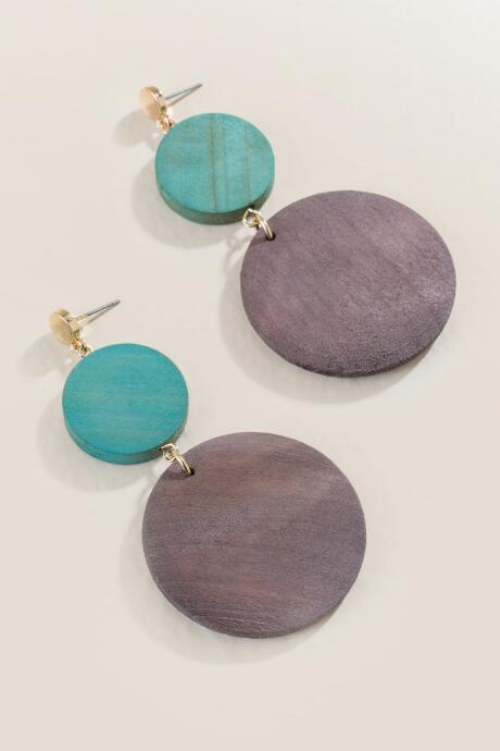 Francesca's Alexandra Wood Circle Drop Earrings - Brown