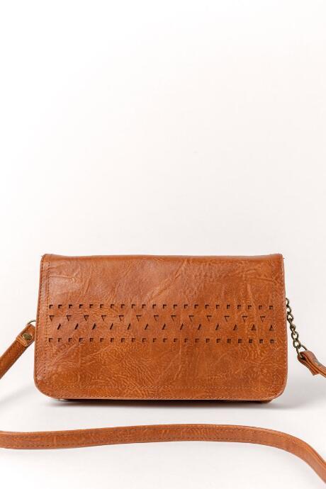 Francesca Inchess Perforated Distressed Crossbody - Gray