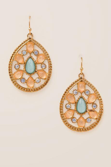 Francesca's Quin Teardrop Earrings With Inset Stones - Multi