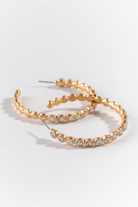 Francesca's Dakota Opal Scalloped Hoops - Iridescent