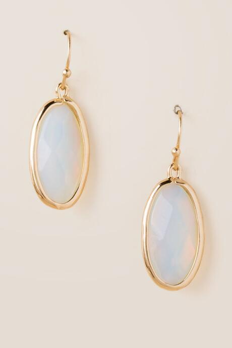 Francesca's Betsy Oval Drop Earrings - White