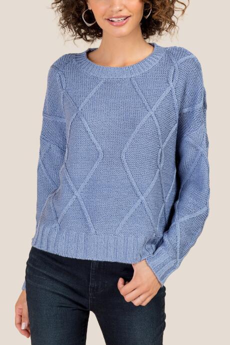 Francesca's Petra Diagonal Stitch Sweater - Indigo
