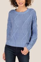 Francesca's Petra Diagonal Stitch Sweater - Indigo