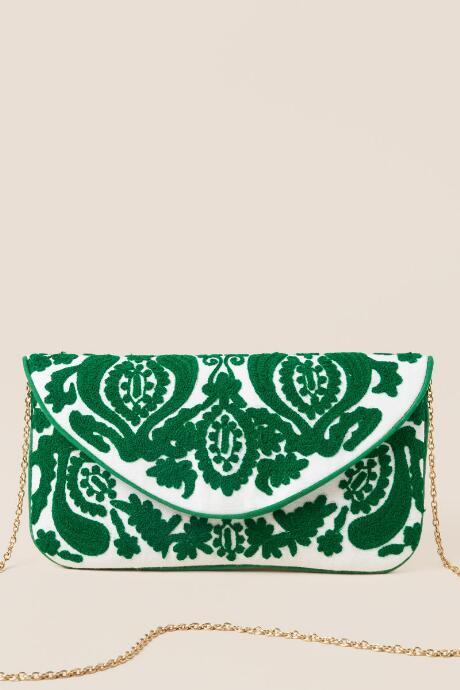 Francesca's Karyn Embroidered Clutch Crossbody - Jade