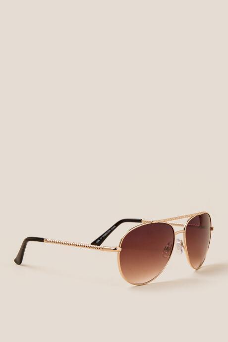 Francesca's Second Wind Aviator Sunglasses - Brown