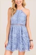 Francesca's Rosemary Lace Illusion Waist A-line Dress - Oxford Blue