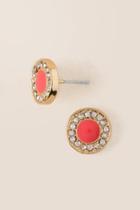 Francesca's Maddy Pav Circle Stud Earring In Coral - Coral