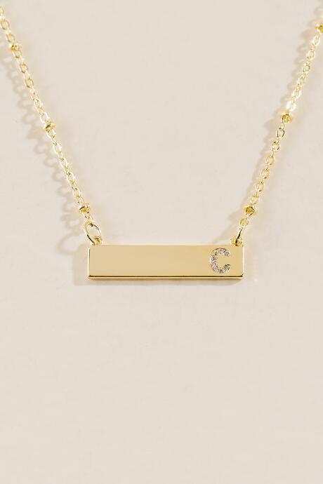 Francesca Inchess C Initial Bar Pendant - Gold