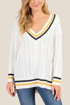 Francesca Inchess Cher Varsity Pullover Sweater - Ivory