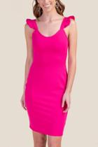 Francesca's Rhonda Flutter Sleeve Dress - Fuchsia