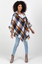 Francesca's Sienna Plaid Poncho - Ivory