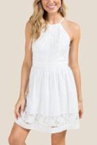 Francesca Inchess Alysa Scallop Trim A-line Dress - White