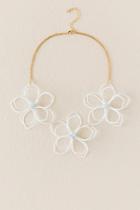 Francesca's Lily Flower Statement Necklace In White - White