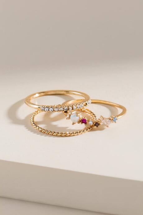 Francesca's Jenna Multi Stone Ring Set - Multi