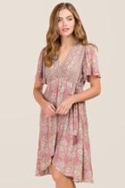 Angie Brielle Floral Border Print Midi Dress - Vintage Purple
