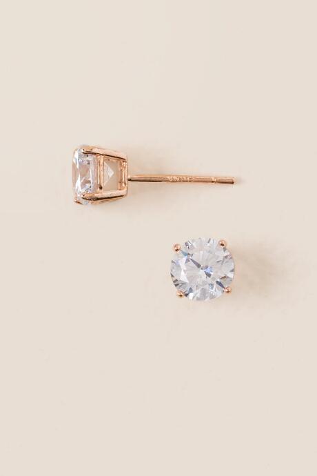 Francesca's Abby Cubic Zirconia Stud Earring - Rose/gold