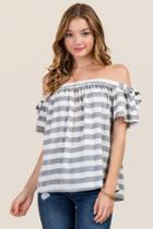 Blue Rain Charley Striped Off The Shoulder Top - Black/white