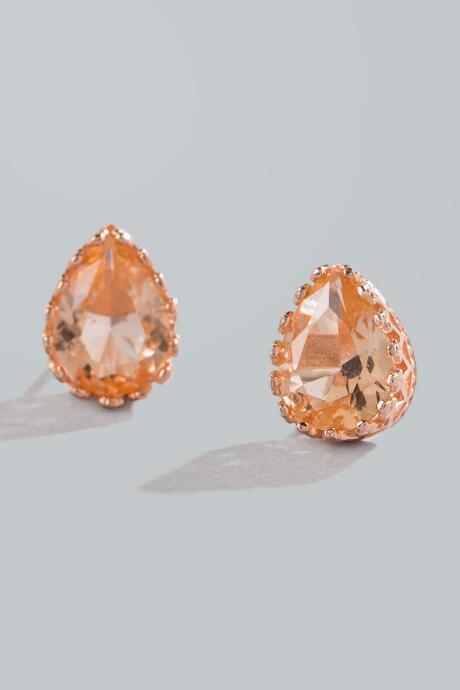 Francesca's Cecile Topaz Teardrop Stud Earrings - Rose/gold