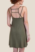 Francesca's Kourtney Strappy Shift Dress - Deep Moss