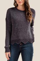 Francesca's Charlize Scallop Hem Cropped Sweater - Gray