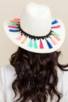 Francesca's Cammy Multi-colored Tassel Band Sun Hat - Natural
