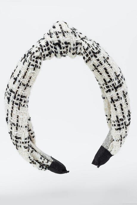 Francesca's Sophia Tweed Headband - Black/white