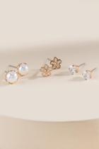 Francesca's Andi Cubic Zirconia Flower Earring Set - Crystal