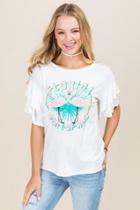 The Timing, Inc. Florida State Of Mind Ruffle Sleeve Graphic Tee - White