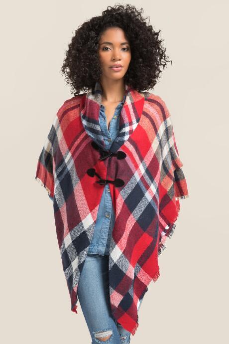 Francesca's Rider Plaid Toggle Kimono - Ivory