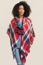 Francesca's Rider Plaid Toggle Kimono - Ivory