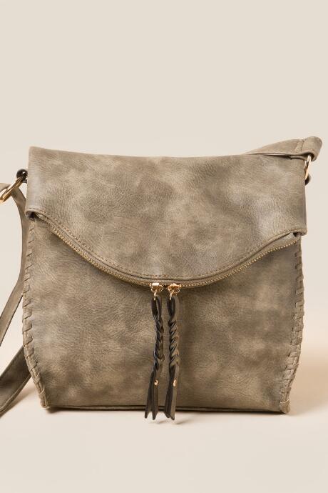 Francesca's Reese Whipstich Saddle Bag - Olive