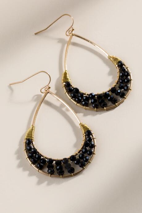 Francesca's Aria Woven Glass Beaded Earrings - Black