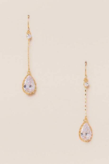 Francesca's Pippa Cubic Zirconia Teardrop Earring - Crystal