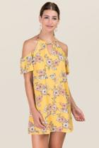 Blue Rain Romy Gigi Cold Shoulder Dress - Mustard