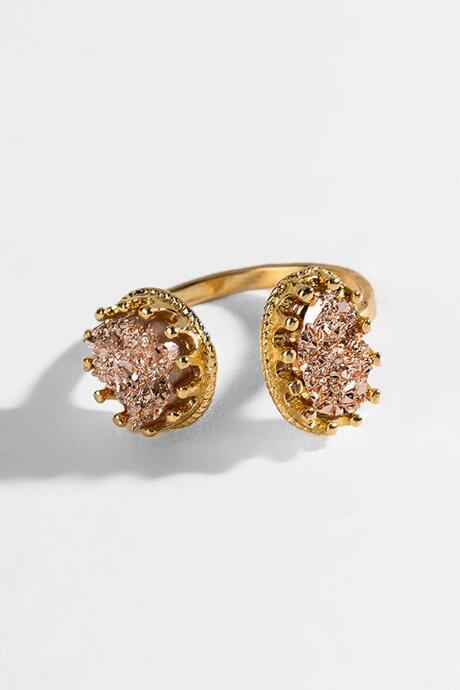 Francesca's Alexis Druzy Adjustable Ring - Rose/gold