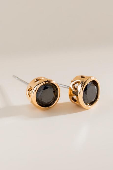 Francesca's Ryleigh Round Stud Earrings - Black