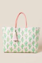 Francesca's Ondine Cactus Canvas Tote - Natural