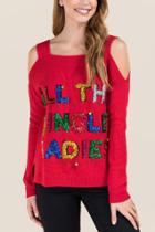 Francescas All The Jingle Ladies Tacky Sweater - Red