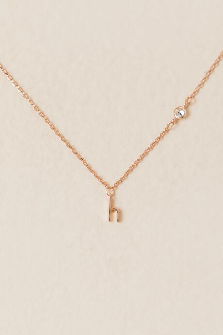 Francesca's H 14k Initial Necklace In Rose Gold - Rose/gold
