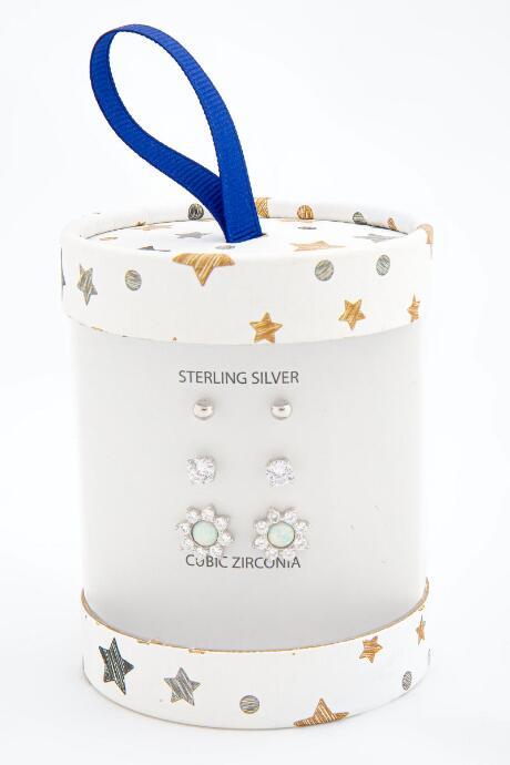 Francesca's Audrey Opal Cz Starburst Studs - Silver
