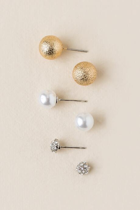 Francesca's Violet Ball Stud Earring Set - Multi