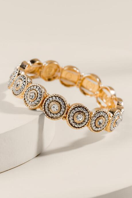 Francesca's Hailey Circle Metal Stretch Bracelet - Mixed Plating