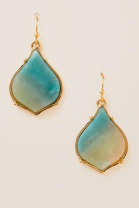 Francesca's Shauna Morrocan Semi Precious Stone Earrings - Mint