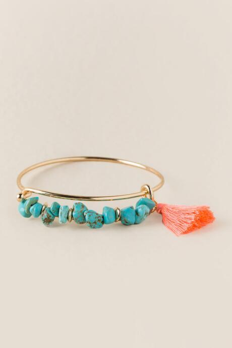 Francesca's Aruba Turquoise Chip Bangle - Turquoise