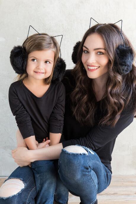 Francesca's Kalila Kids Cat Ear Faux Fur Earmuff - Black