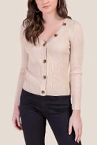 Francesca's Lily Ribbed Cardigan Sweater - Sand