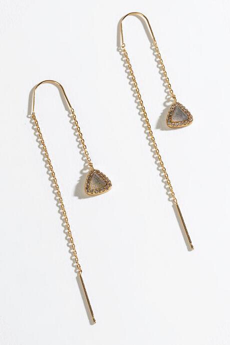 Francesca's Adriana Triangle Pull Through Earrings - Gray