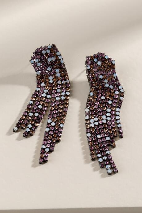Francesca's Landly Tonal Cupchain Fringe Drop Earrings - Purple