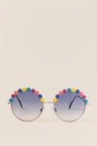 Francesca's May Floral Round Sunglasses - Silver